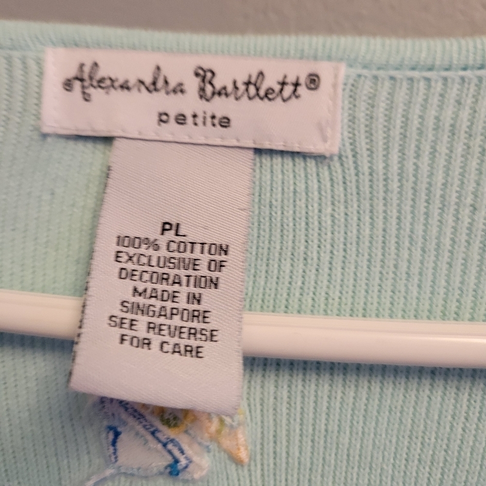 Vintage 90s Cocktail Embroidered Sweater Blue Cotton Novelty Bar Knit Martini LP - Picture 5 of 6